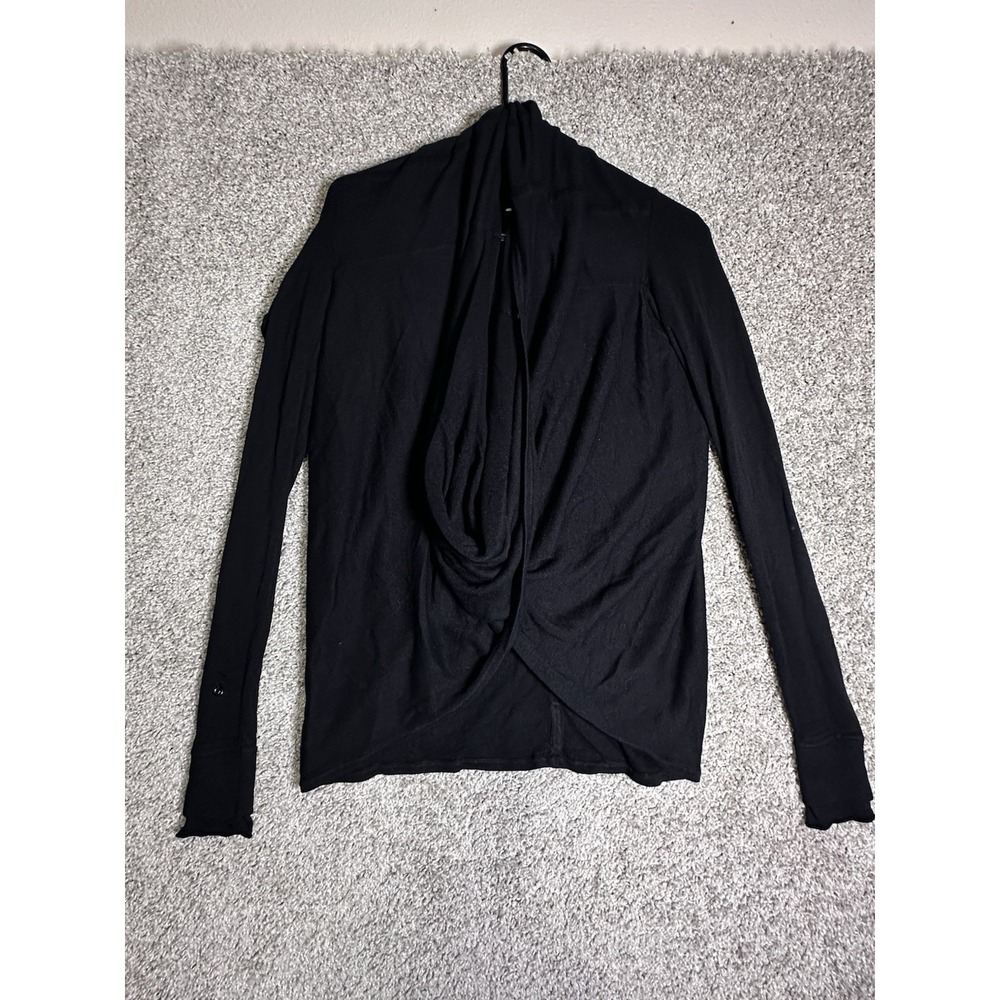Lululemon‎ Iconic Wrap Sweater Black Draped Open Front Cardigan S/M